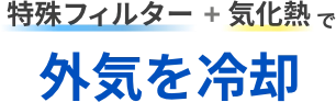 特殊フィルター+気化熱で外気を冷却